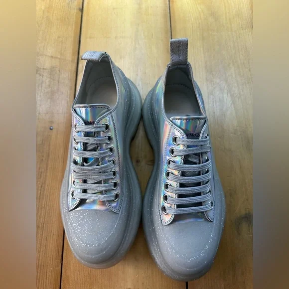Alexander McQueen Tread Slick Iridescent Sparkle Translucent Sneaker Boots 38 - Picture 1 of 11